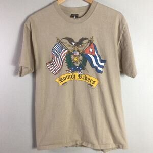 Vintage Rough Riders The Teddy Bear Men Shirt Brown Medium